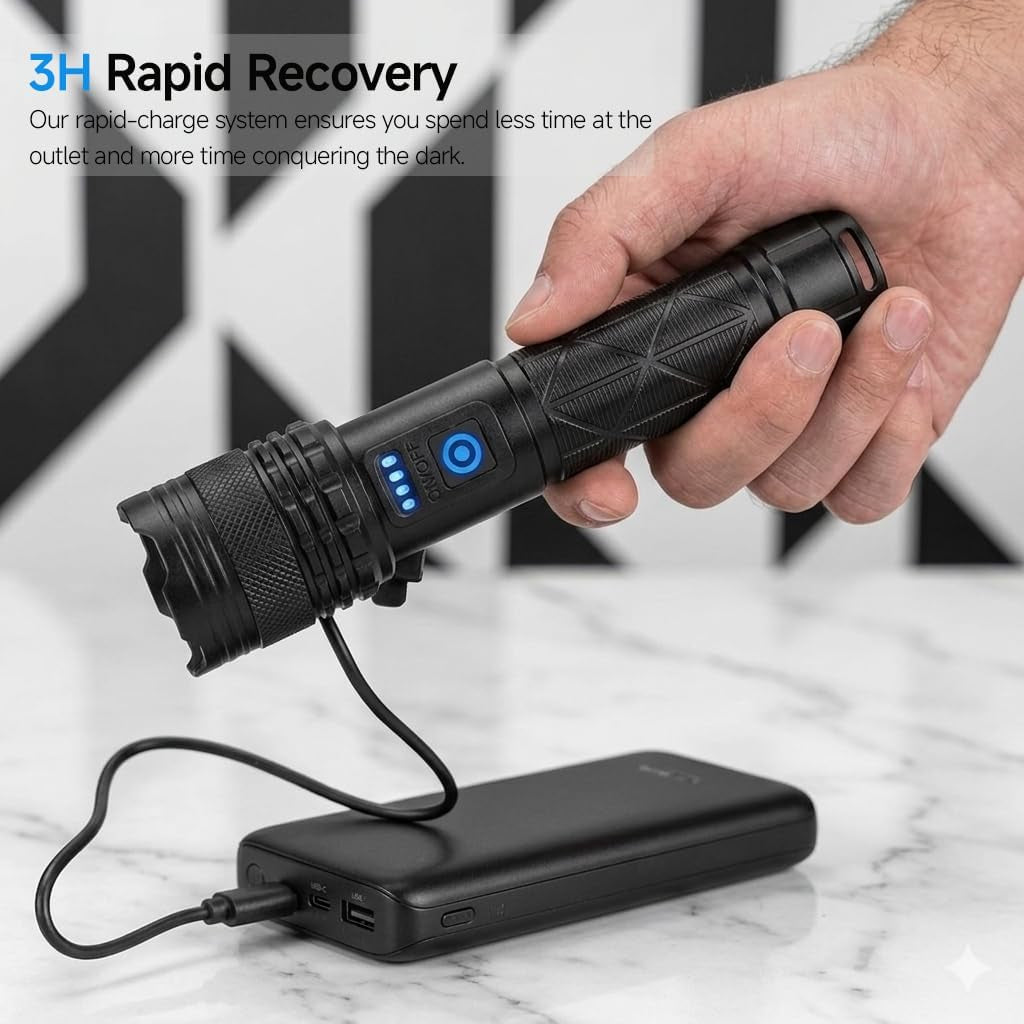 Rechargeable Flashlight 99,000 High Lumens Flashlights, 2 Pack Super Bright LED Flashlight Powered Flash Light with 5 Light Mode, Powerful Handheld Flash Light for Home, Camping