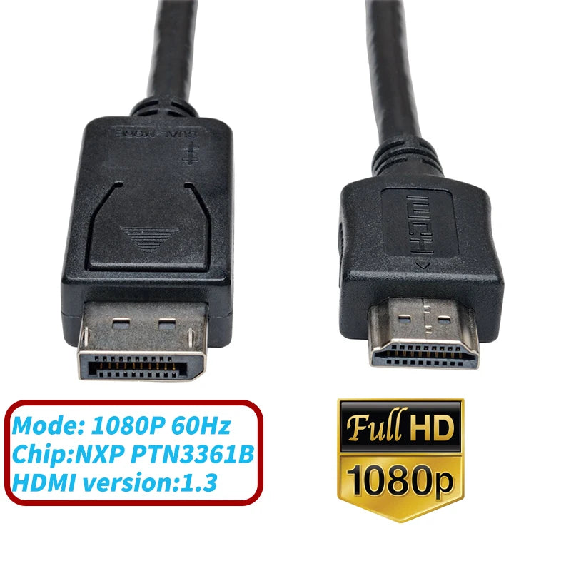 Displayport to HDMI Cable 4K/1080P 60Hz Display-Port to HDMI HDTV Monitor Adapter Cable DP to HDMI 2.0/HDMI 1.4/HDMI 1.3 DP HDMI