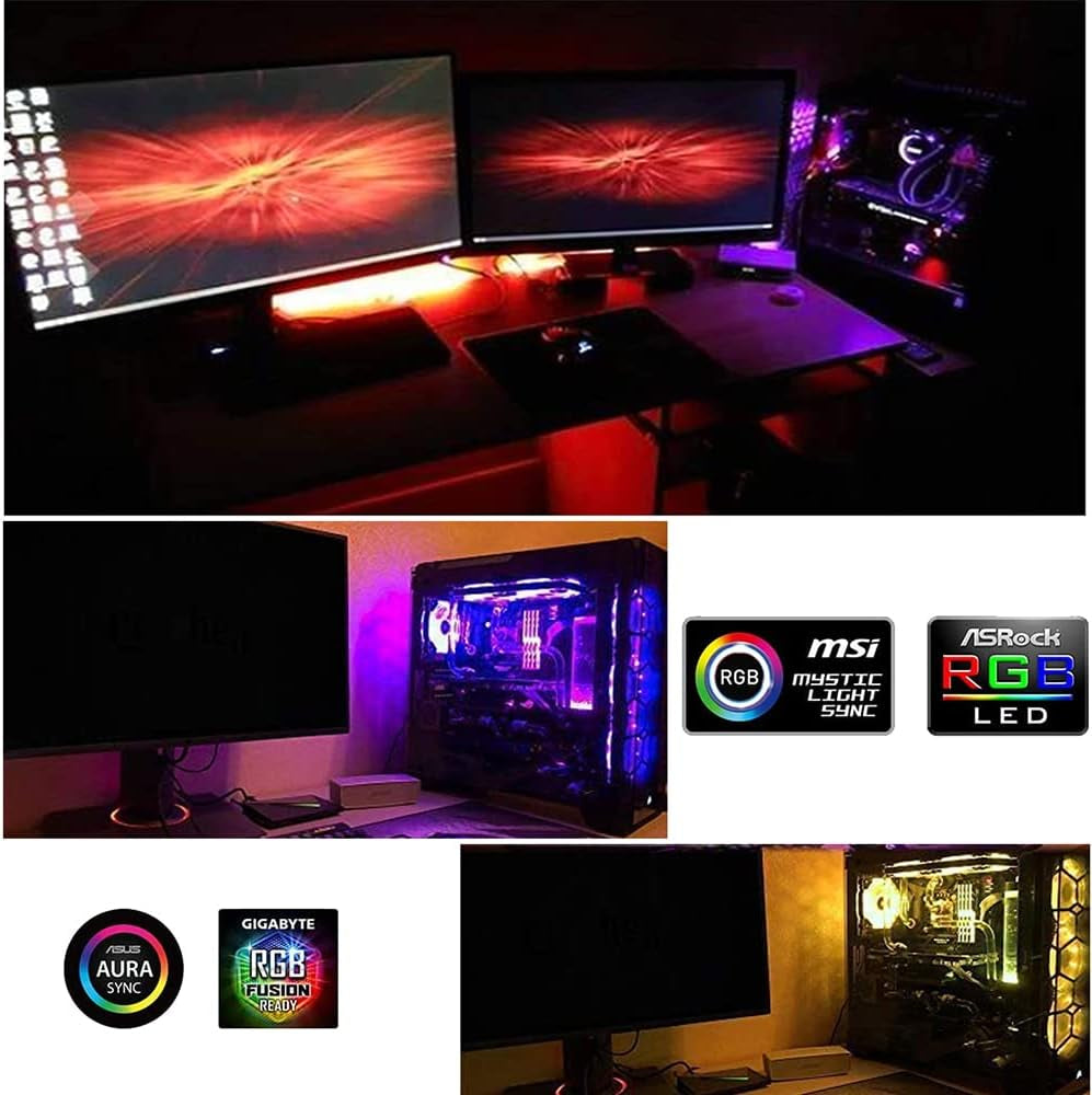 LED RGB PC Light Strip 1Pcs 19.7In RGB LED Strip for 12V 4-Pin RGB LED Headers for ASUS Aura Sync, Gigabyte RGB Fusion, MSI Mystic Light, Asrock RGB
