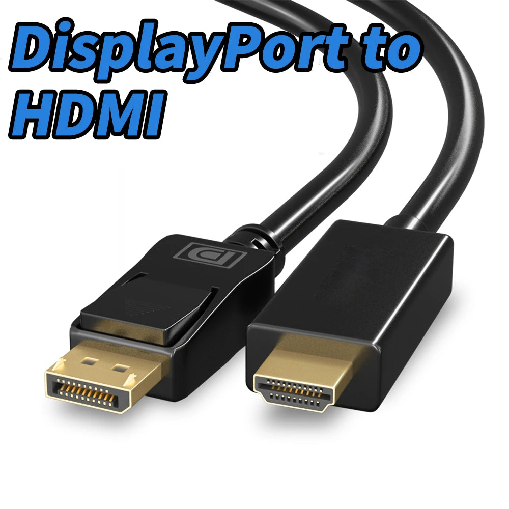 Displayport to HDMI Cable 4K/1080P 60Hz Display-Port to HDMI HDTV Monitor Adapter Cable DP to HDMI 2.0/HDMI 1.4/HDMI 1.3 DP HDMI