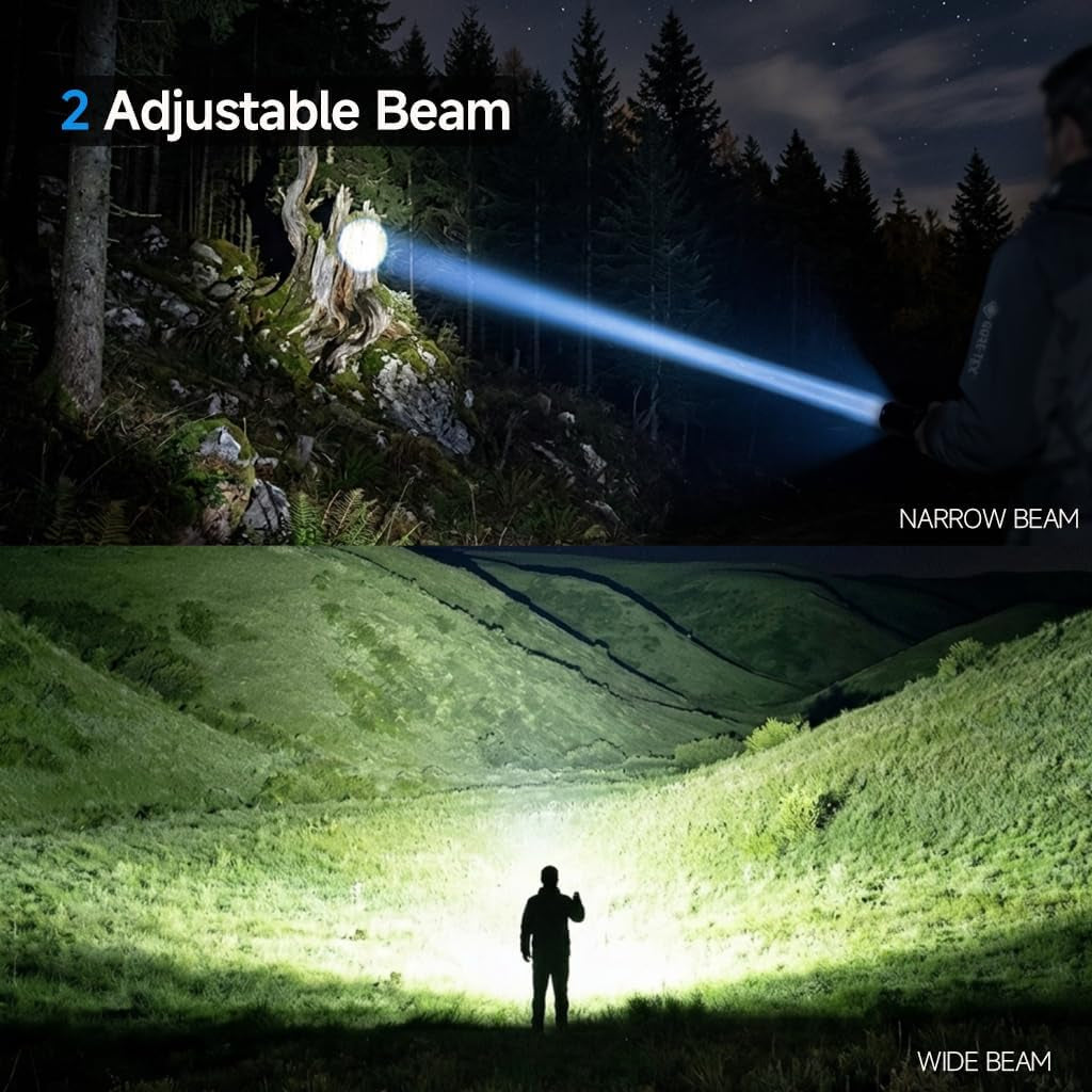 Rechargeable Flashlight 99,000 High Lumens Flashlights, 2 Pack Super Bright LED Flashlight Powered Flash Light with 5 Light Mode, Powerful Handheld Flash Light for Home, Camping
