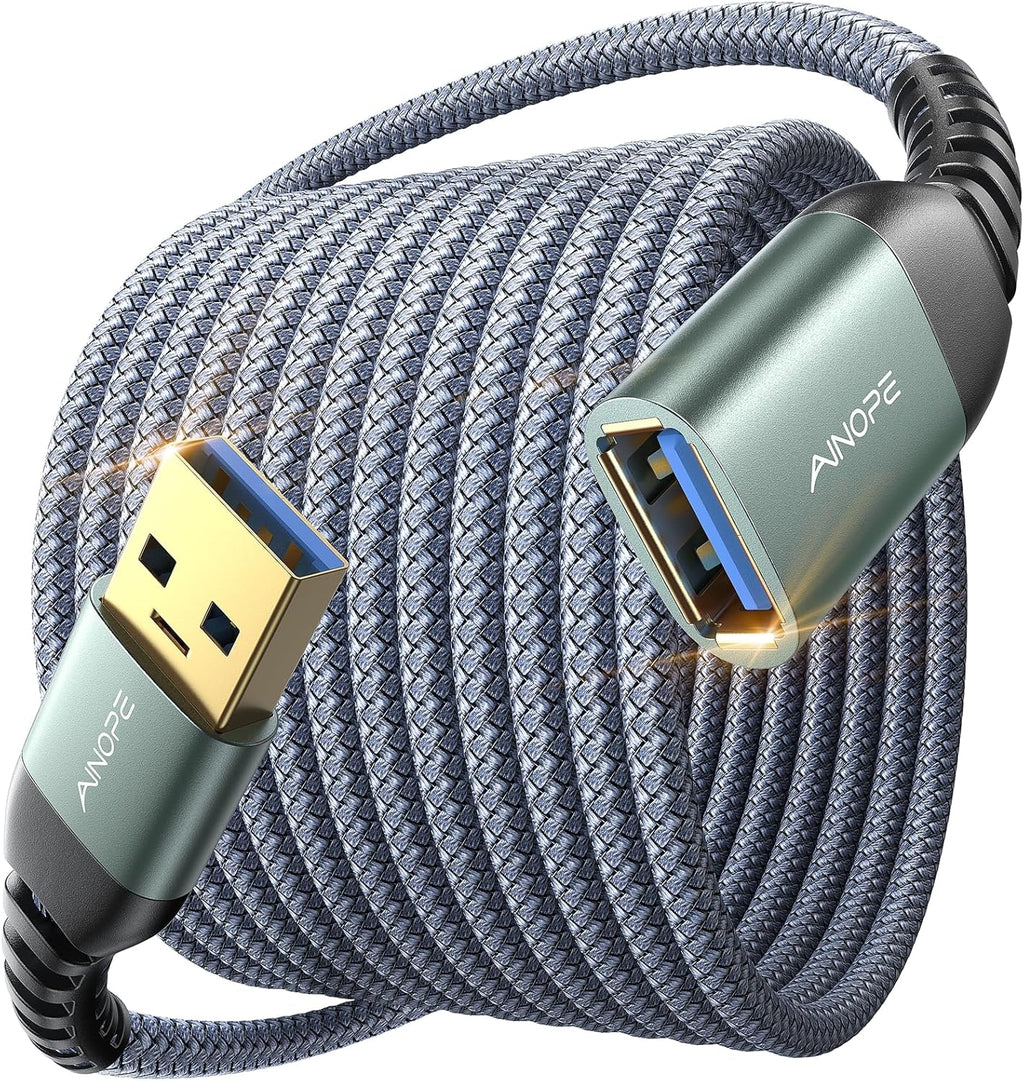USB Extension Cable 10FT,USB Extender,Usb 3.0 Extension Cable, Male to Female Cord High Data Transfer Compatible with Webcam,Usbkeyboard,Flash Drive,Hard Drive,Printer,Grey