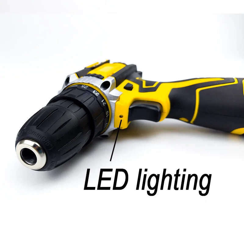 Lithium Electric Drill 1 or 2 Batteries Electric Screwdriver Hand Electric Drill Electric Tool Set Multifunctional Accessory Box